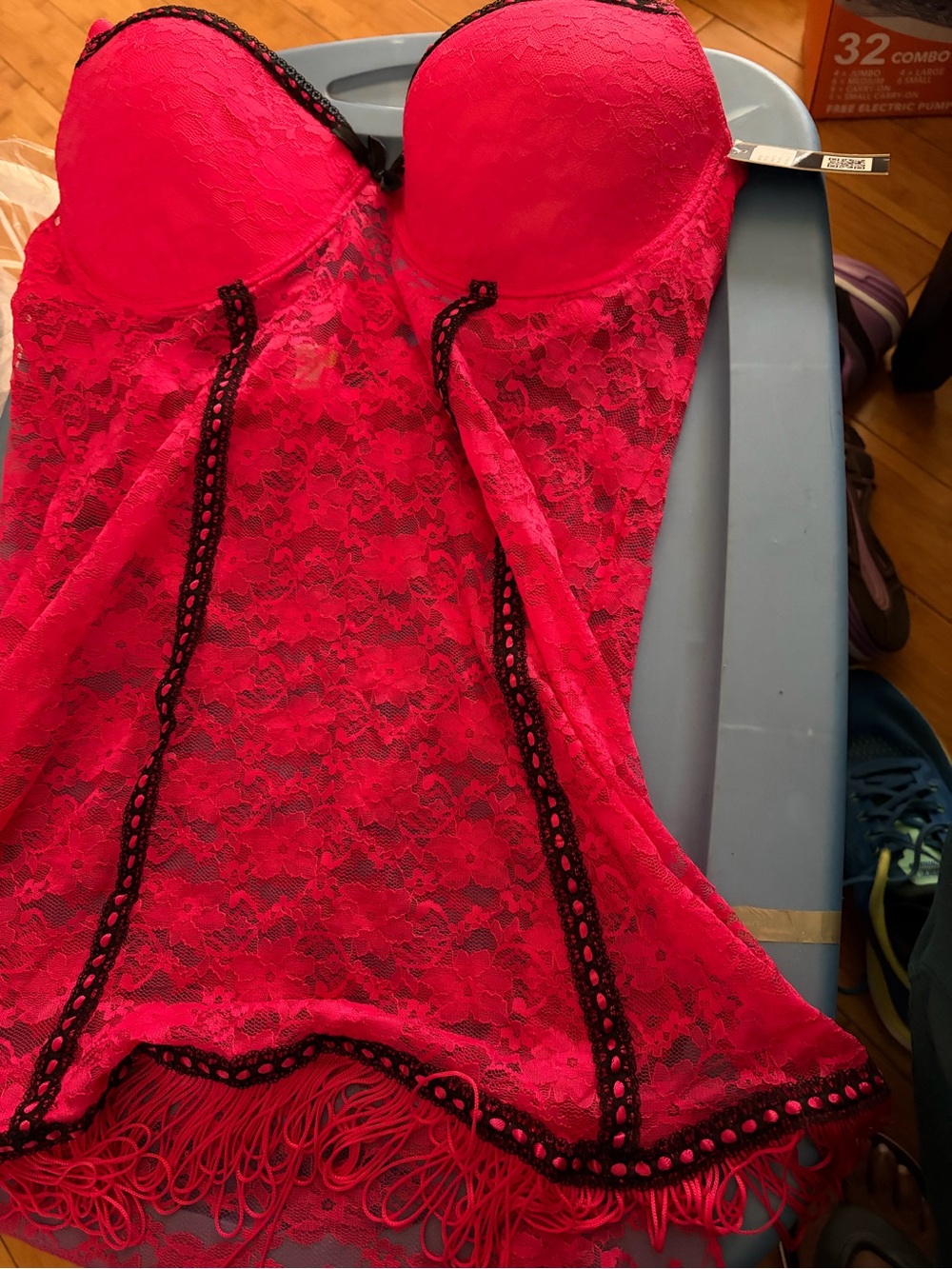 Red Lace Fringed Babydoll Chemise - Women Intimates